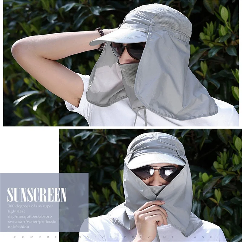 

Unisex Hiking Fishing Caps Quick Dry Sun Visor Cap Sun Protection With Ear Neck Flap Cover For Hiking Riding Caps Outdoor 1Pc