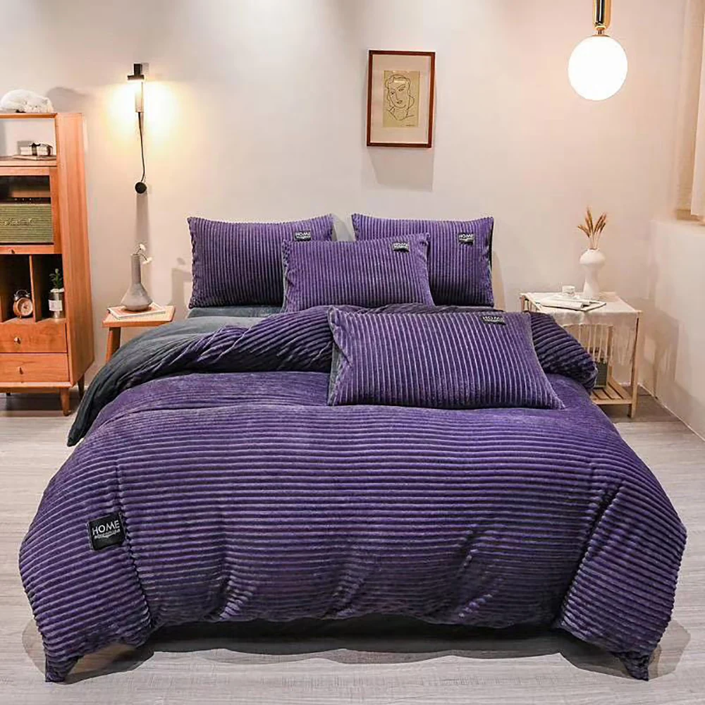 

Magic Velvet Quilt Duvet Cover Bedding Set Winter Warm Thicken Bed Quilt Cover Snow Double Bed Set Twin Queen King Duvet Cover