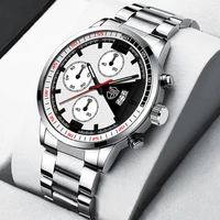 luxury mens fashion watches men sports stainless steel quartz wrist watch man business calendar leather watch luminous clock
