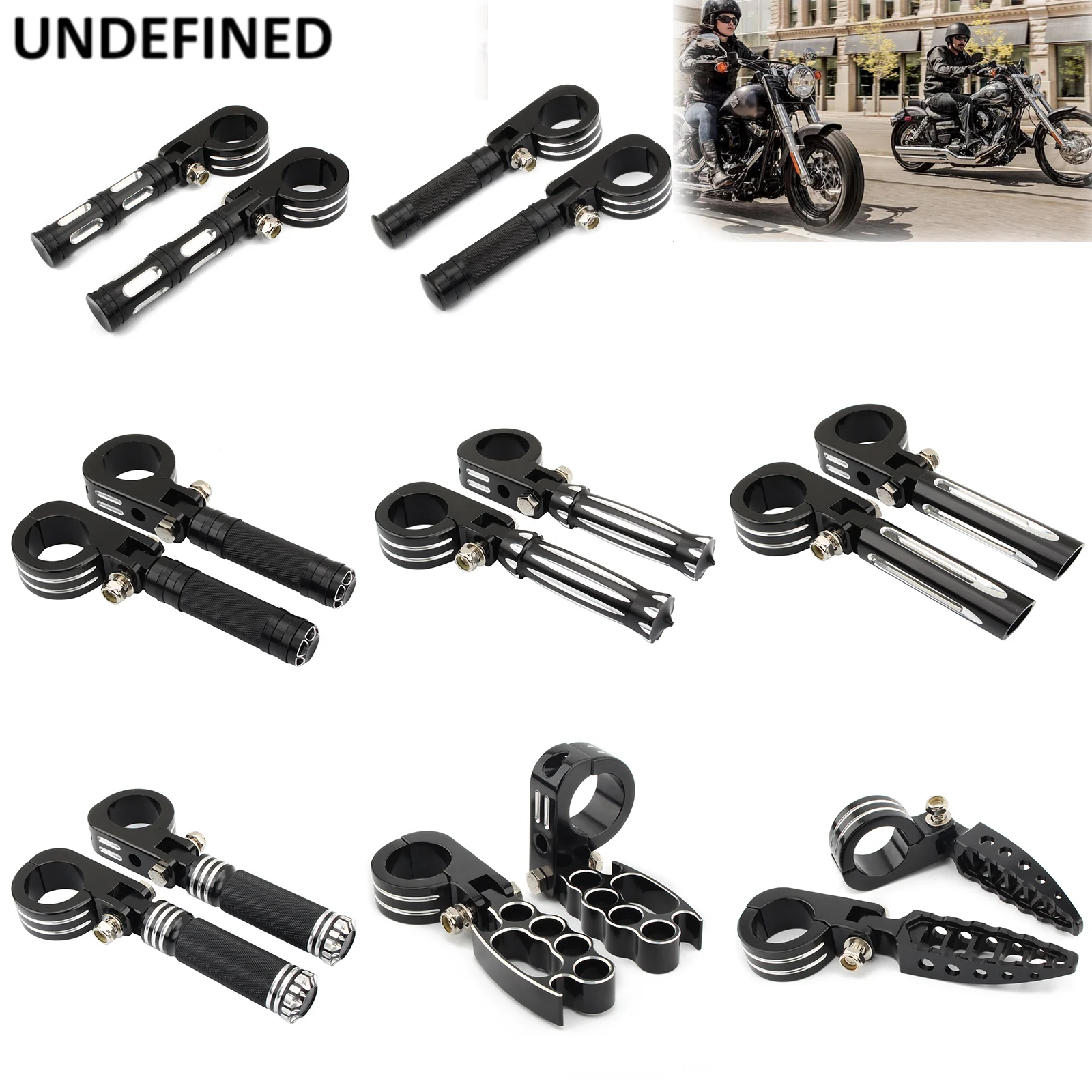 

32MM Highway Foot Pegs Engine Crash Bar Guard Footrest Mount For Harley Honda Yamaha Custom Chopper Bobber Motorcycle Black