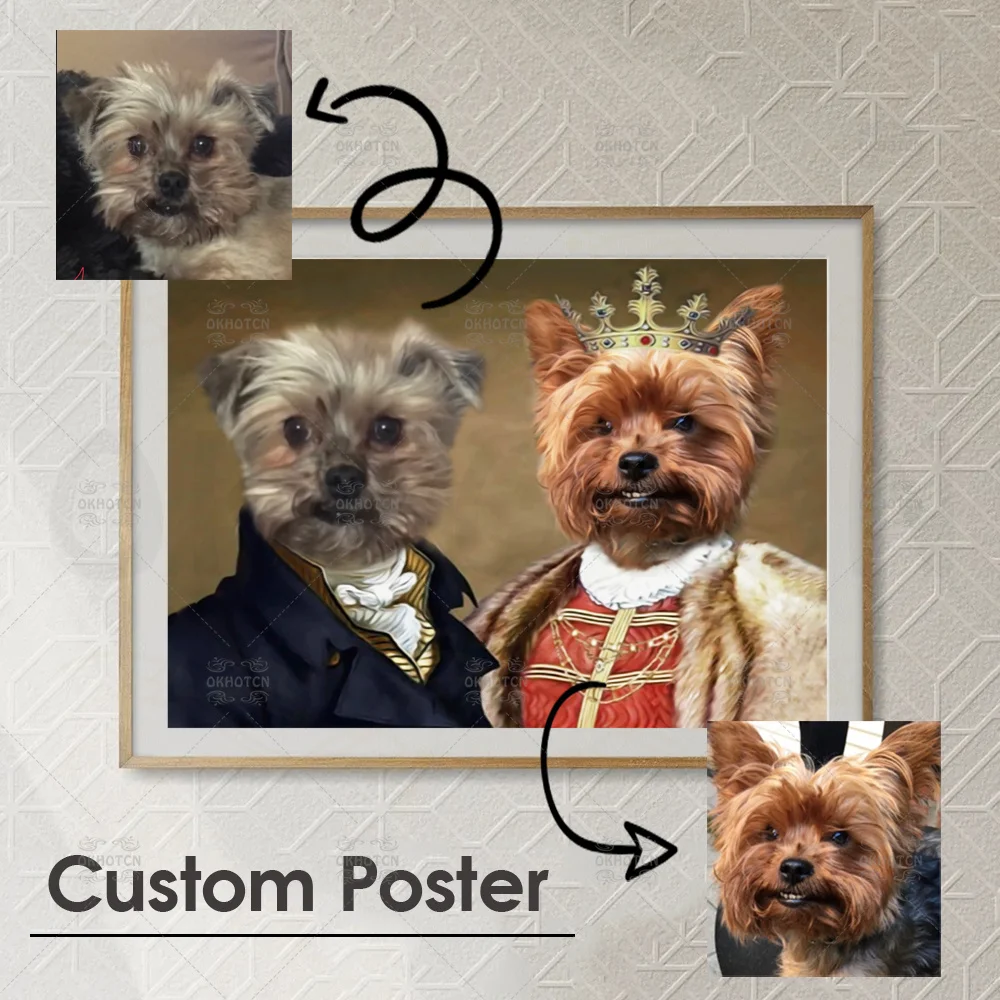 

Head Change Pet Custom Painting Funny Personalized Canvas Poster Vintage Dress Up Custom Poster Wall Art Home Decor Best Gift