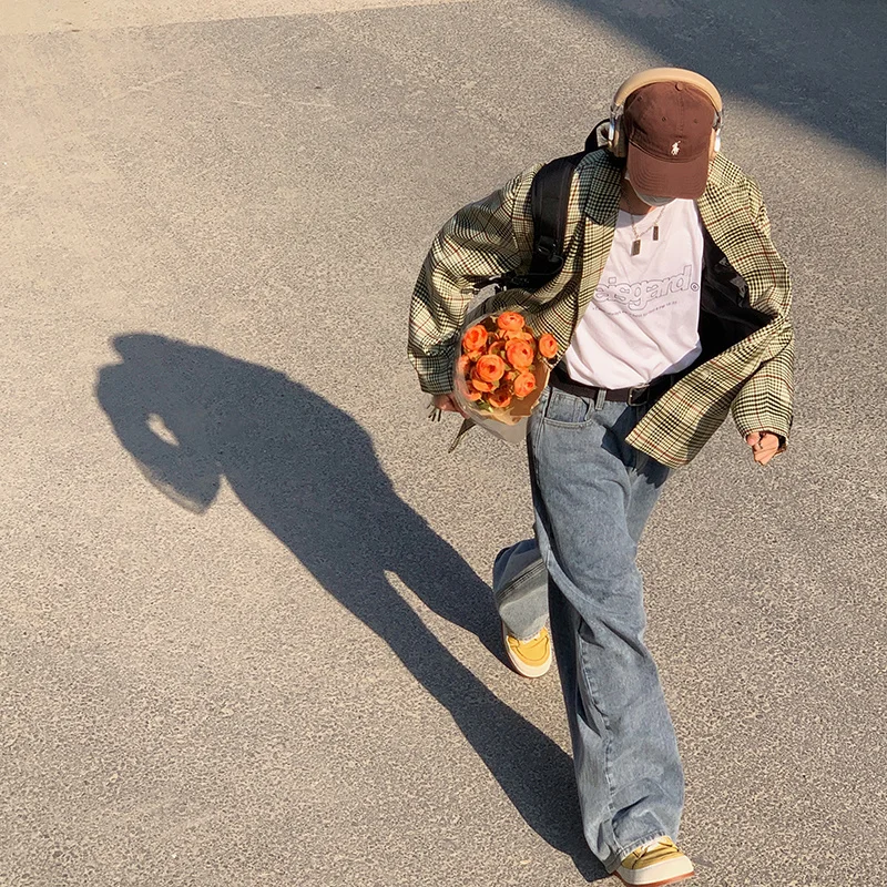 Oversized Baggy Jeans Men Fashion Retro Casual Wide Leg Jeans Men Streetwear Loose Hip Hop Straight Denim Pants Mens Trousers