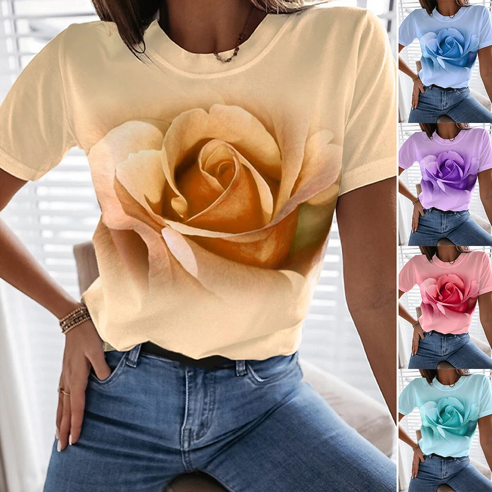 

Женская летняя футболка с круглым вырезом и коротким рукавом