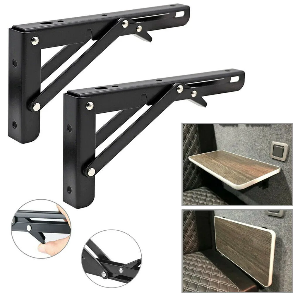 

2PCS Stainless Steel Folding Triangle Bracket Shelf Support Campervan Folding-Bracket Table Shelf Motorhome Caravan Storage Rack