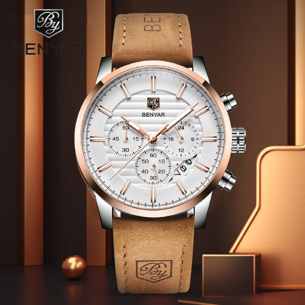 

Cool Design 2023 New Top Fashion Sport Quartz Watches Men's Multi-Functional Waterproof Premium Leather Calendar Watch Relogio