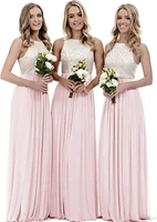 prom two piece bridesmaid dresses long for women lace and chiffon guest evening gown floor length country beach wedding robe