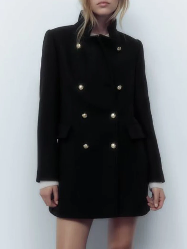 

Kumsvag 2022 Autumn Winter Women Wool & Blends Coats Casual Solid Double Breasted Female Elegant Street Overcoat Outerwear