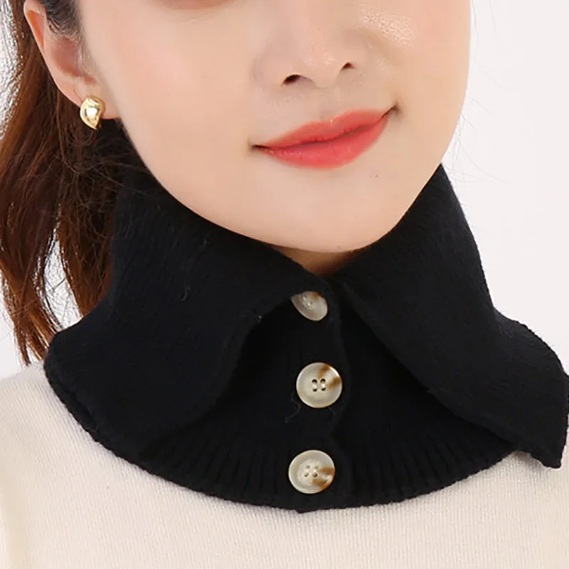 Новый зимний шарф женский шарф-кольцо теплый воротник на пуговицах кашемировый