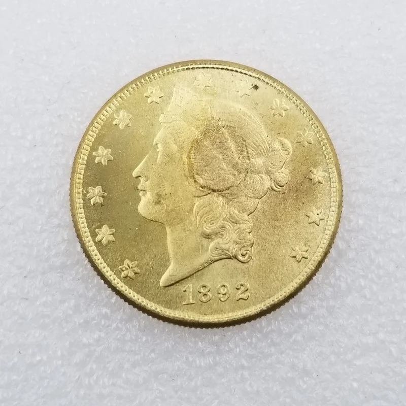 

American 1892 20 Dollars Brass Gold-plated Commemorative Collectible Coin Gift Lucky Challenge Coin