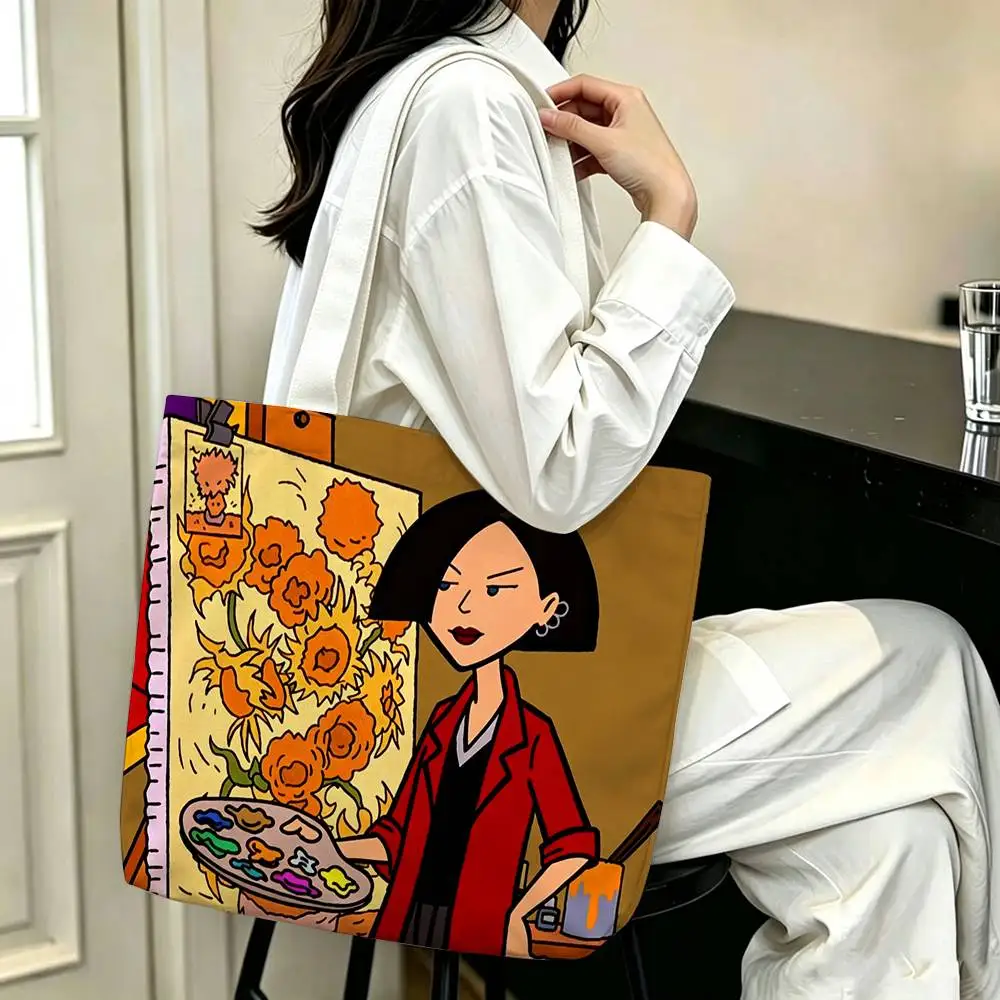 Фото Стильная сумка-шоппер Jane Lane Daria Morgendorffer с принтом, холщовая сумка через плечо, сумка для поездок на работу, сумка для мамы, сумка для покупок №4