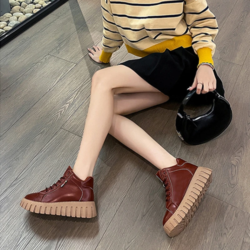 New Plush Small White Shoes for Female Fashion Sneakers Students High Profile Thick Soled Casual Shoes Women Zapatos De Mujer