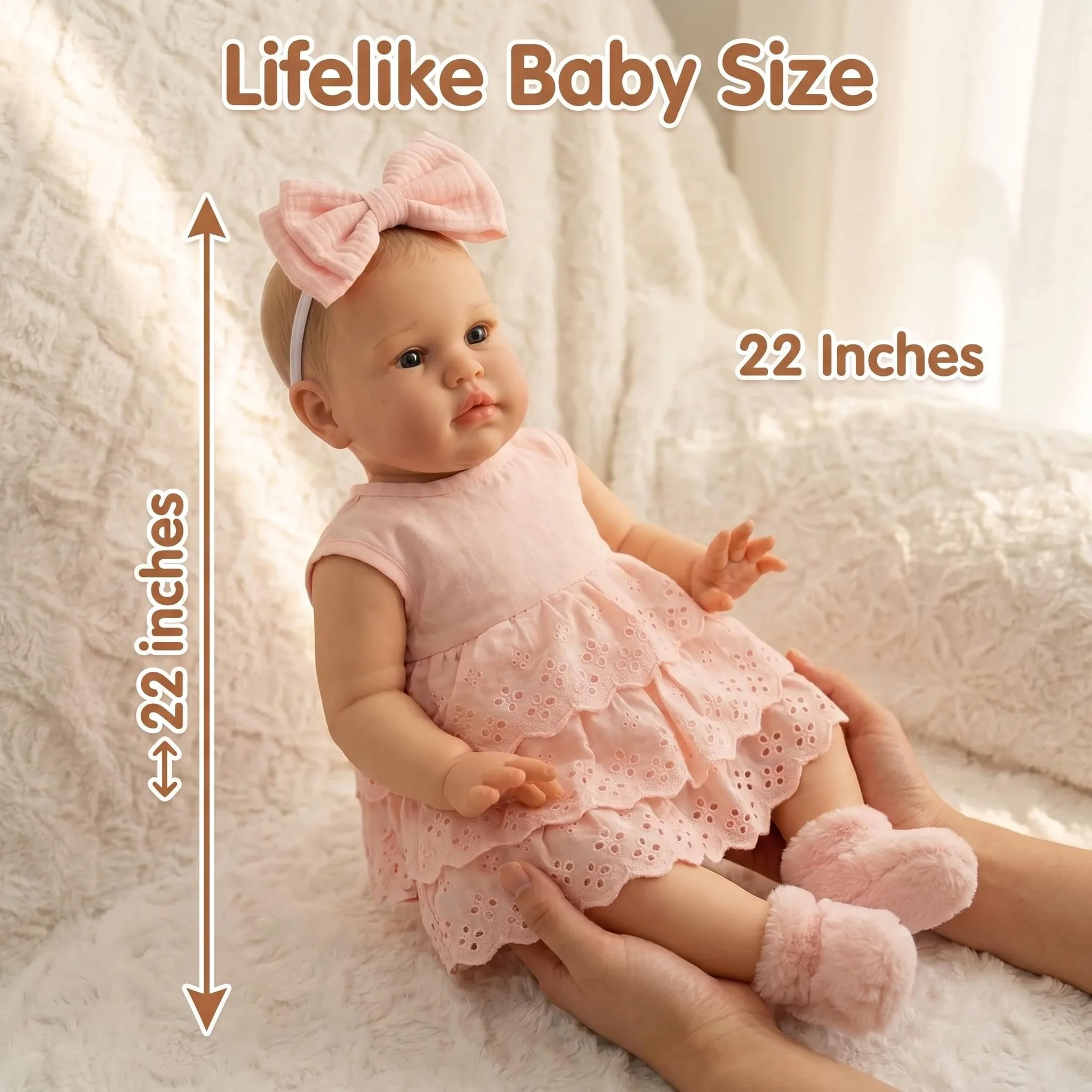 Фото Кукла NPK 55 см Reborn Ellie: Реалистичная кукла-младенец с мягкой на ощупь 3D-кожей и ручной росписью волос, подарок для новорожденных №3