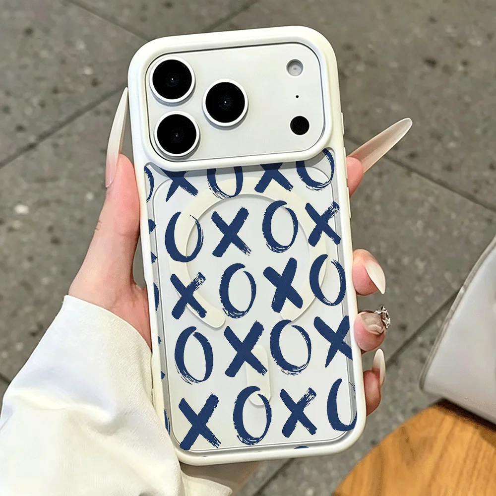 Фото Чехол для телефона XOXO INS для Magesafe для iPhone AIR 17, 16, 15, 12, 13, 14 Pro Max, 15, 14, 16 Plus, 11, прозрачный акриловый чехол с беспроводной зарядкой №4