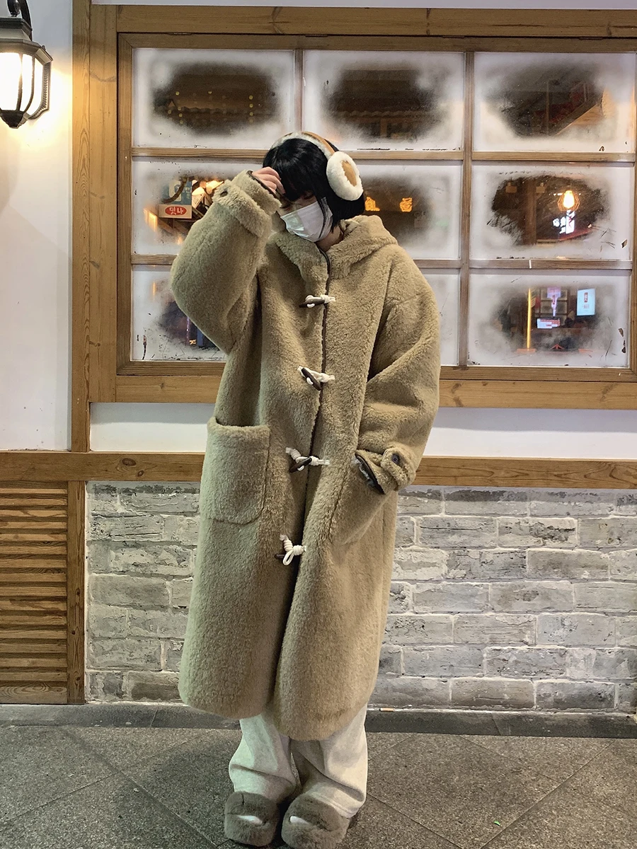 Meregu High-Grade Sense зимний утолщенный капюшон в стиле ретро меховая шерсть ягненка