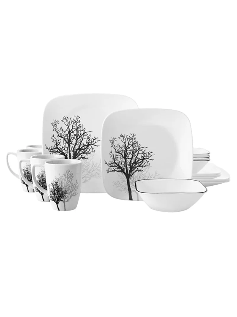 

Набор квадратной посуды coрель из 16 предметов, тени для древесины, сервис для 4