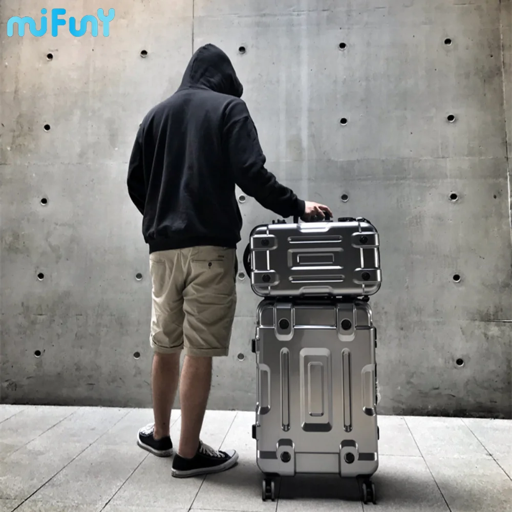 MIFUNY Aluminum Frame Boarding Luggage Universal Large-capacity Thickened Trolley Suitcase Carry on Luggage with Wheels 2023 New