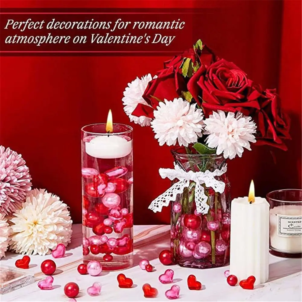 

Romantic Vase Pearl Filler Pearls Water Gels Beads Floating Candles Centerpiece for Candlelight Dinner Valentines Day Decoration
