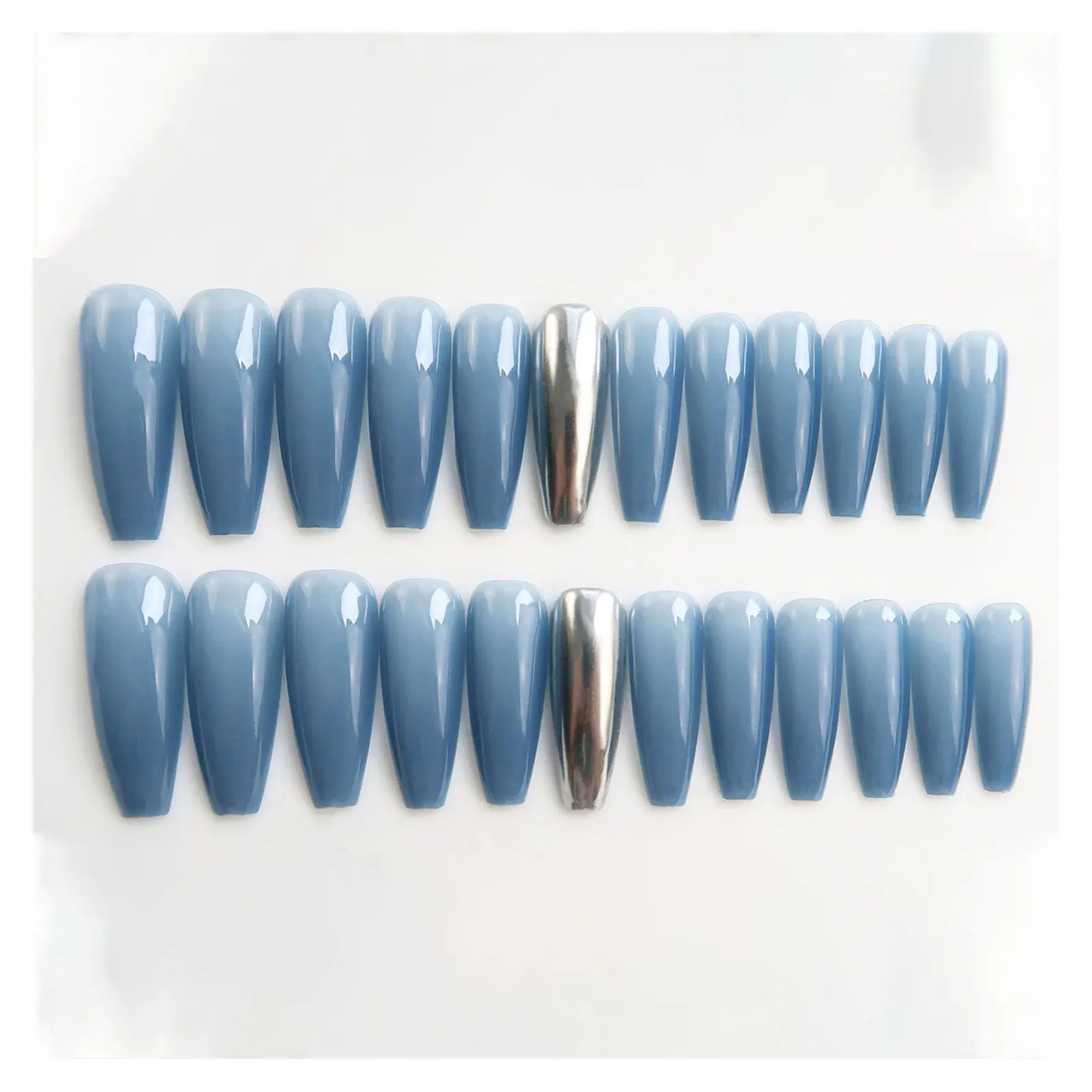 

Набор длинных искусственных ногтей, 24 шт., зеркальная текстура, полное покрытие, искусственные ногти для искусственных ногтей, домашний Ман...