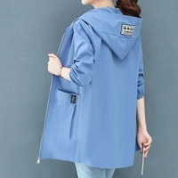 s 7xl women trench coat korean version slim fit plus size spring fall loose jacket leisure thin and light womens hooded top za
