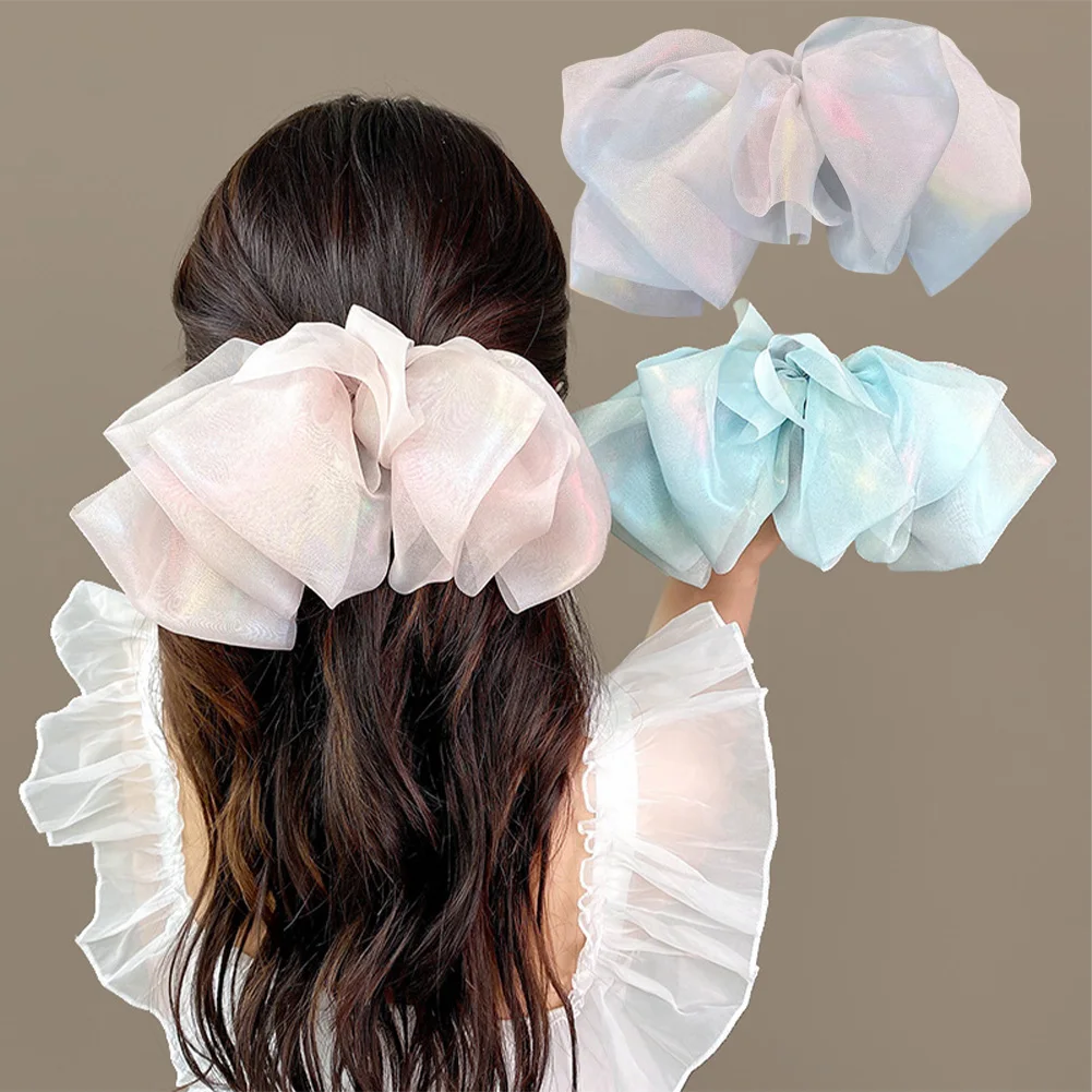 

New Oversized Bow Hairpin Fashion Mesh Bowknot Hair Accessories Solid Ponytail Spring Hair Pins Women Girls Headwear