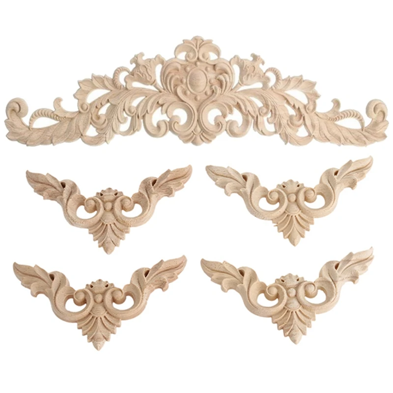 5 шт., резная аппликация для мебели, 40 х12 см и 8 х8 см