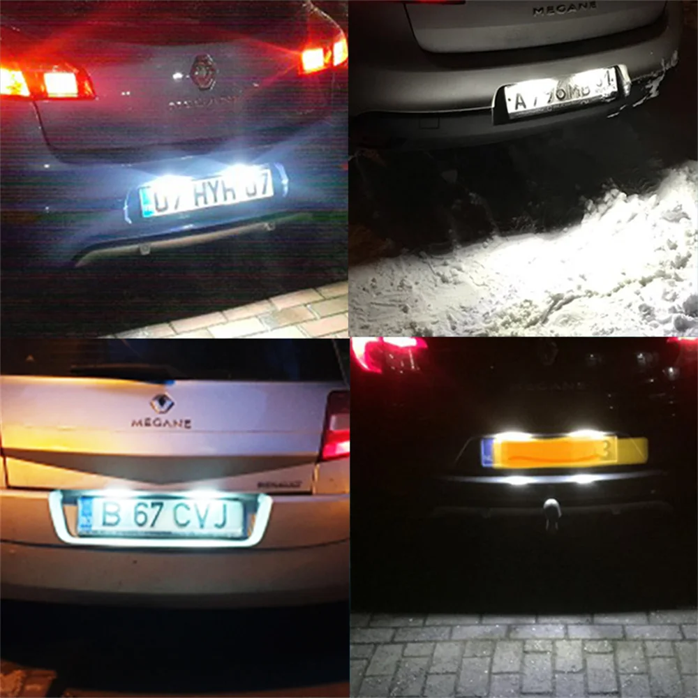 Белые светодиодные фонари номерного знака для Renault Logan Twizy Clio MK3 4 Espace MK4 Duster Laguna Master Megane MK2 3 Twingo MK2 (art.: 3920ccceb82ce) - 3920ccceb82ce