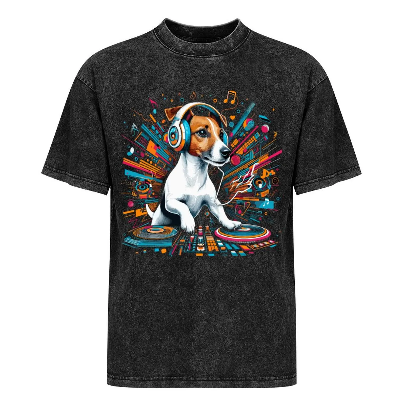Джек Рассел-терьер DJ Музыка Подарочная футболка аниме футболки оверсайз мужская
