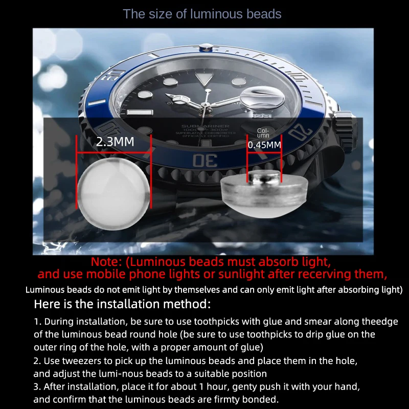 Фото Для Rolex Sea Dweller Submariner Синий Зеленый Черный Водный Призрак Светящиеся Бусины Ночной Жемчуг Безель Вставка Керамика сине-зеленый luminou №3