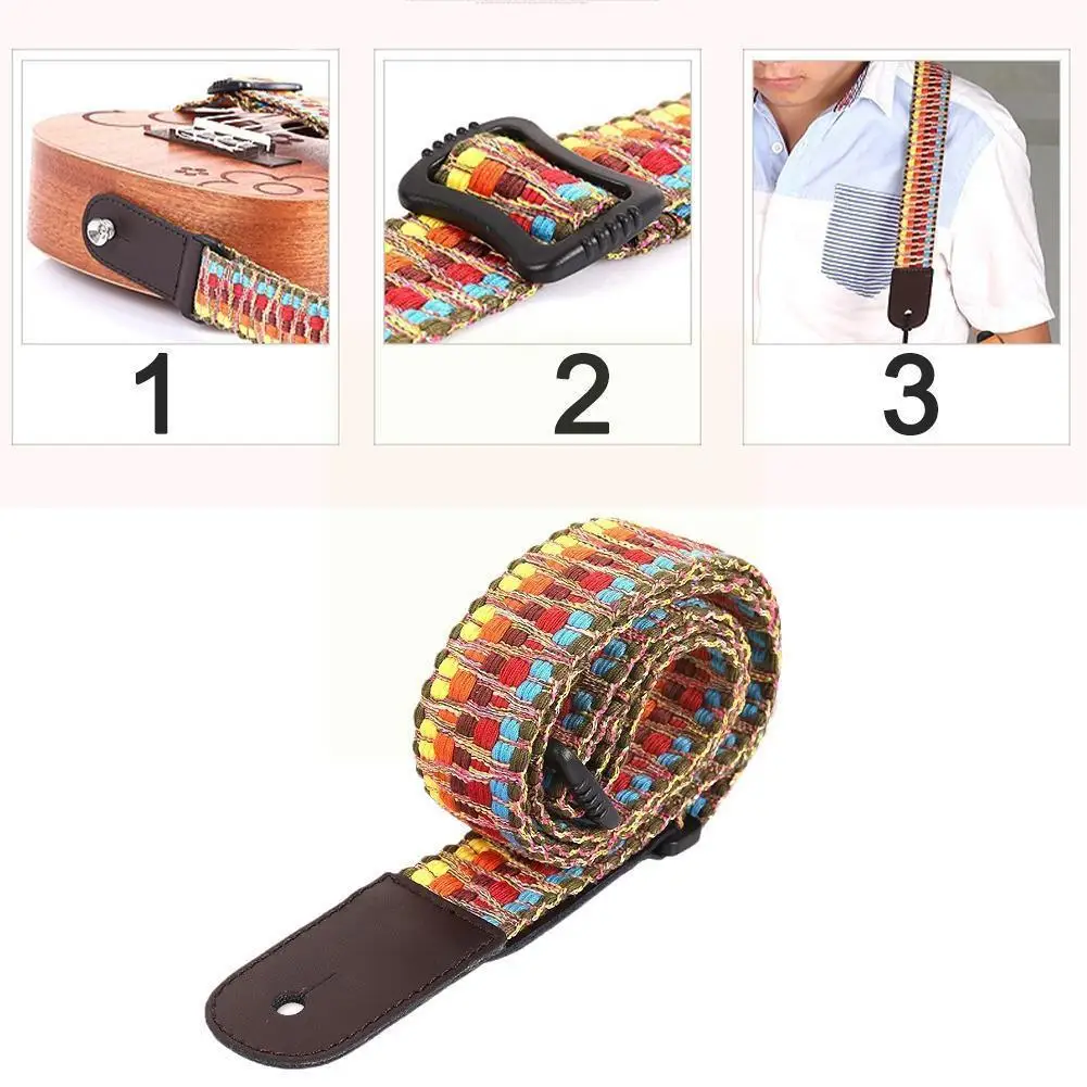 

For Ukulele Strap Color Sling Cotton And Linen Knitted Instrument Musical Easily Decoration Accessories Straps Ukulele K1x2