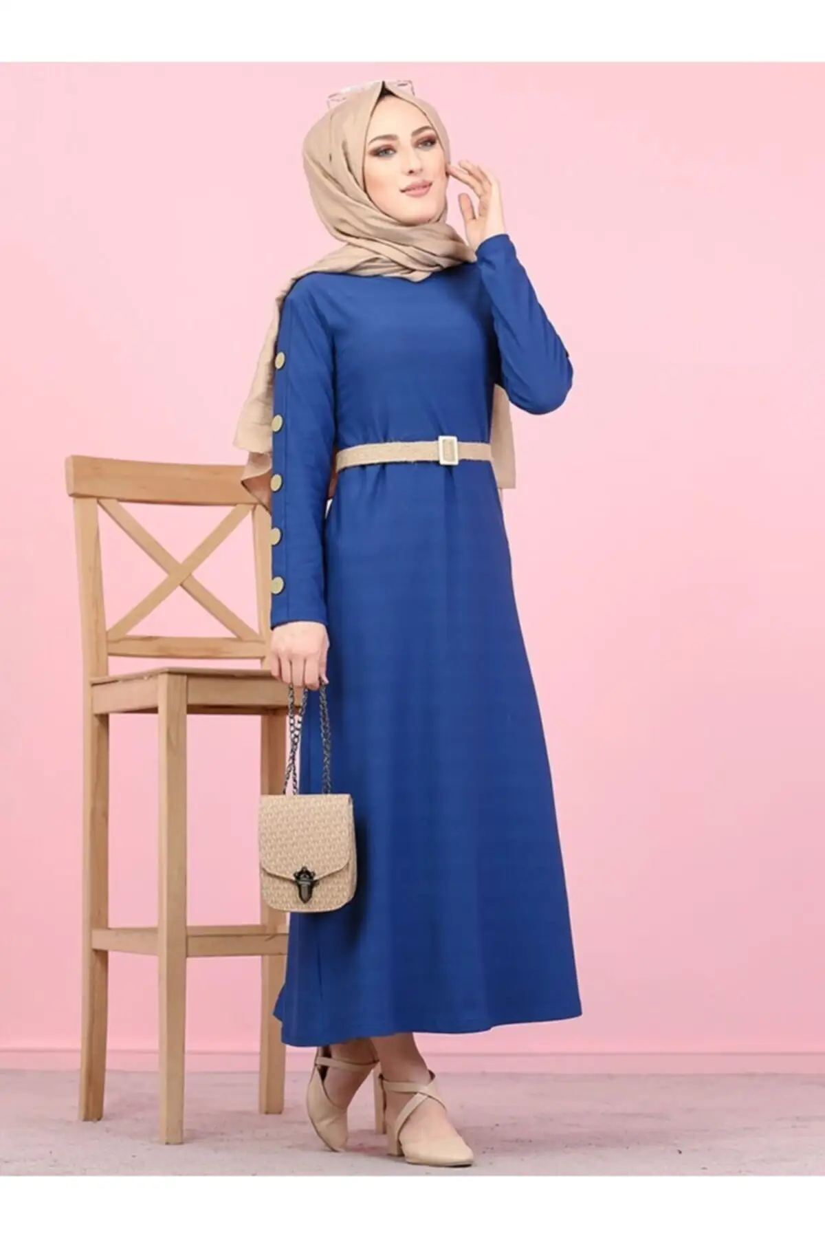 

Платье Hijab с пуговицами, цвет Индиго, женское длинное платье