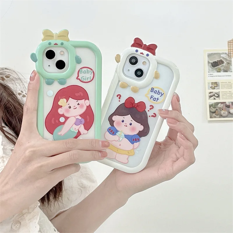 

Disney cartoon cute mermaid princess for iPhone Xs/XR/11ProMax/12/13 Girl phone case Apple transparent TPU soft protective cover