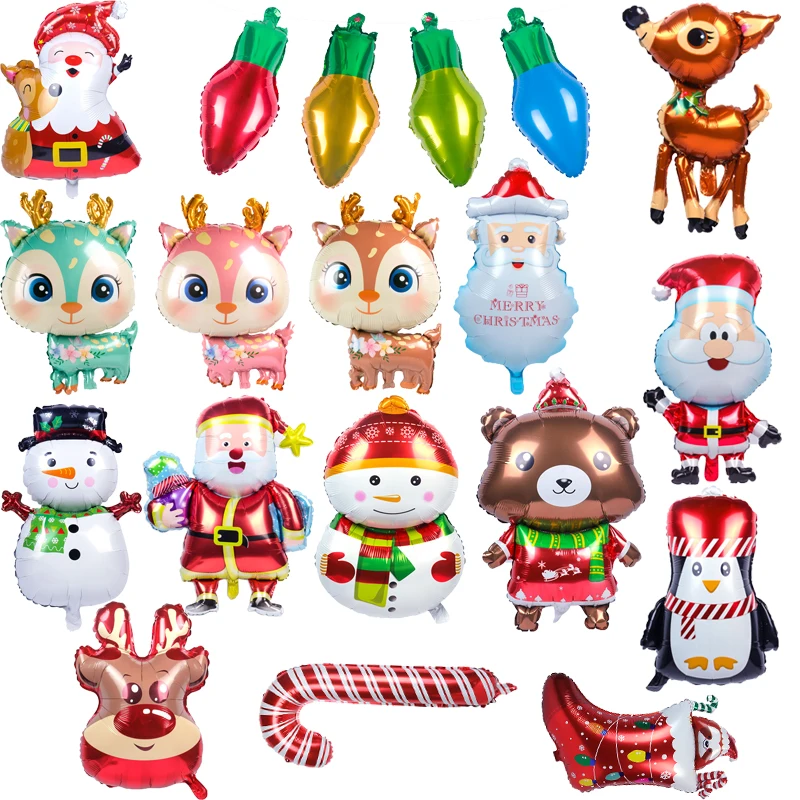 

Christmas Foil Balloons Elk Snowman Santa Claus Xmas Tree Light Bulbs Snowflake Balloon Christmas Decor Party Supplies Kids Gift