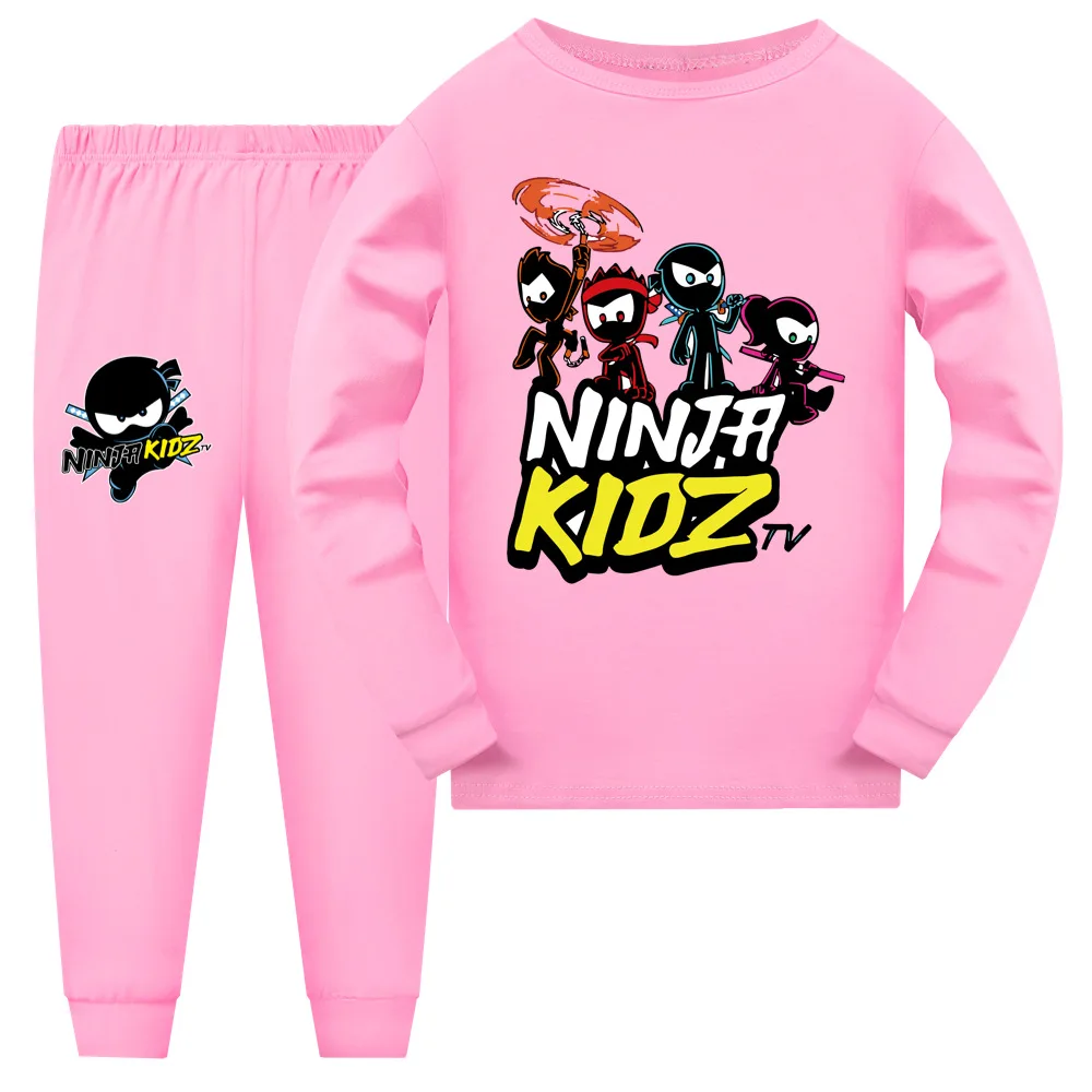 

Детский пижамный комплект NINJA KIDZ, детская одежда из полиэстера, спортивный костюм для маленьких девочек, футболка с длинным рукавом и штаны для мальчиков, костюм для сна