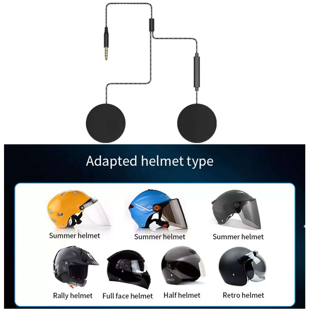 

Motorcycle Helmet Headset Dual Speakers Braided Earbud Headphones Flat Headband Earphones 3.5mm Stereo Plug