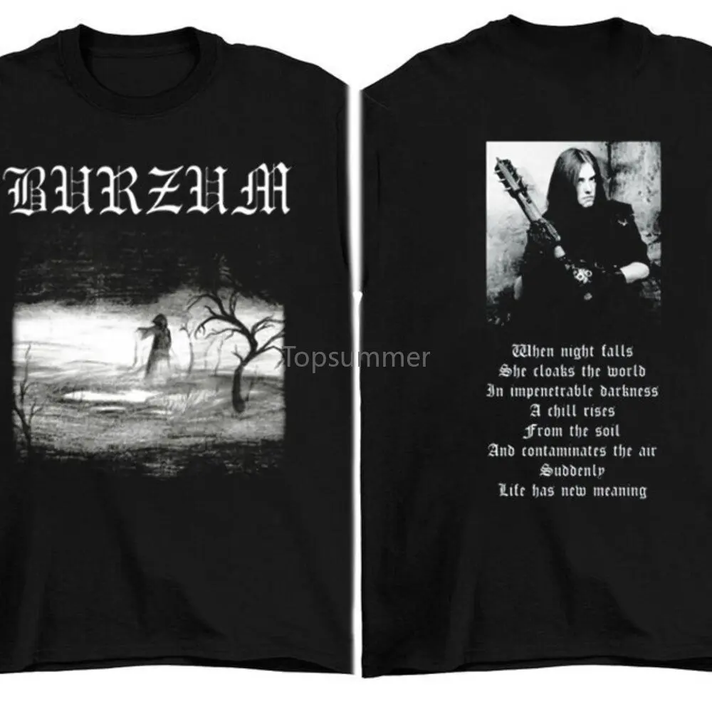 Винтажная Футболка Burzum, Vtg стильная футболка Burzum Aske 90-х, черная металлическая футболка Vtg Metal Burzum, черная металлическая футболка