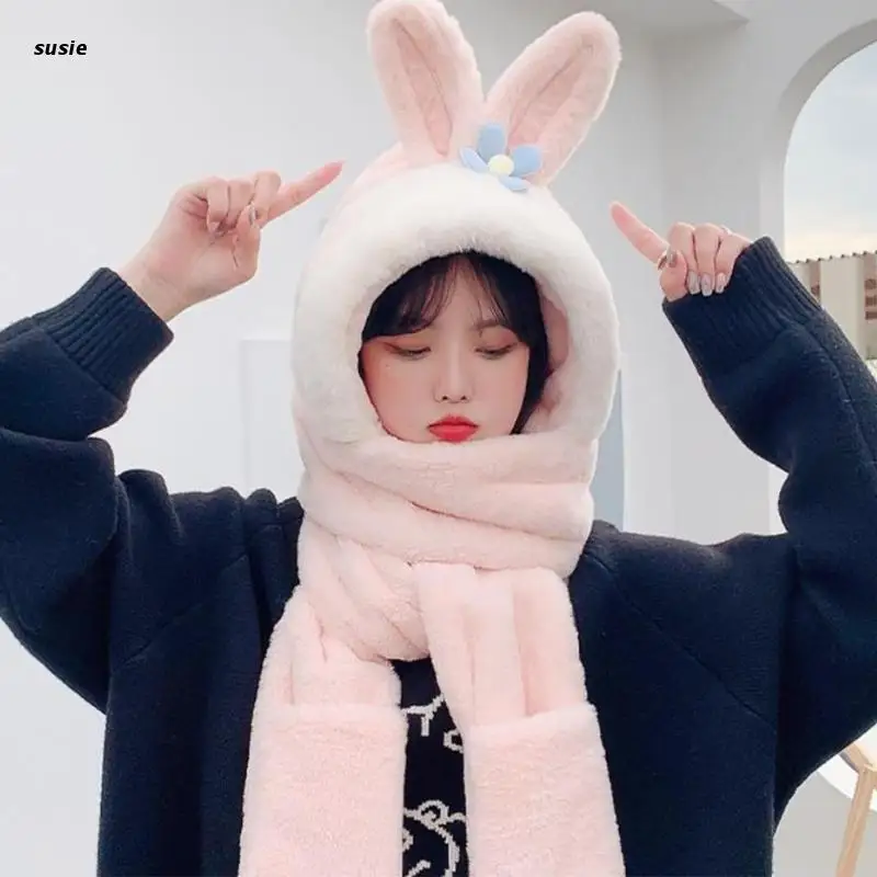 

Плюшевый шарф с флисовой подкладкой зимняя шапка шарф перчатки набор