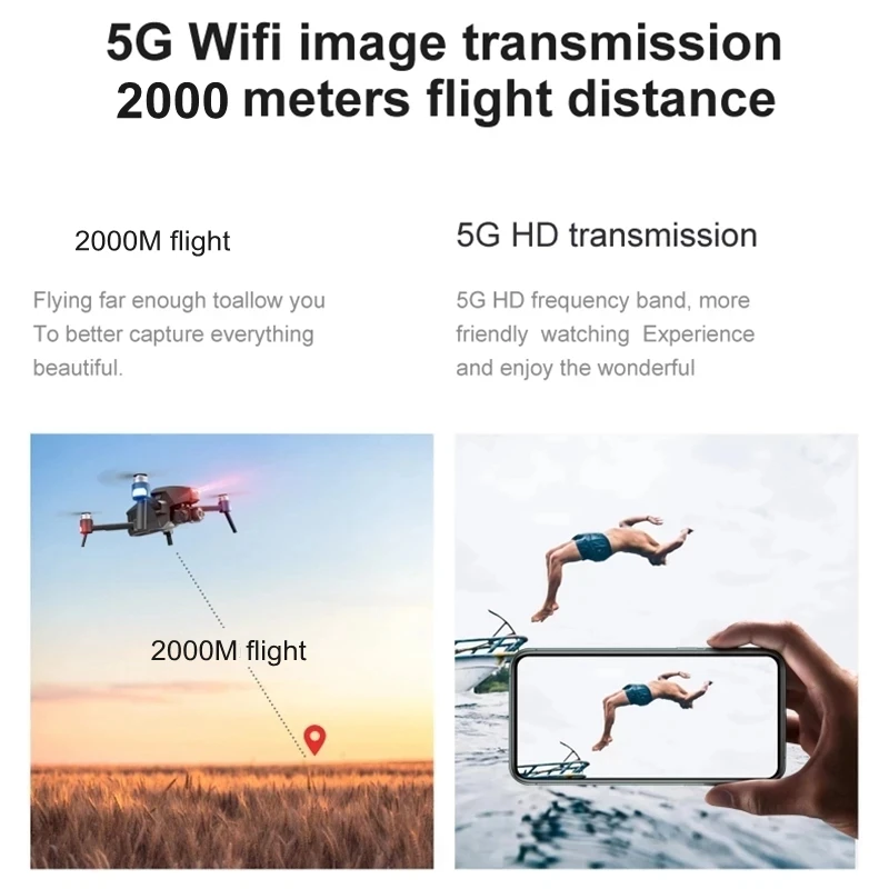Tanie Profesjonalne Drony GPS 5G WiFi Z 6K 4K 2-osiowa Kamera Kardanowa RC Odległość 2KM Bezszczotkowy Samostabilizacja Quadcopter FPV Dron