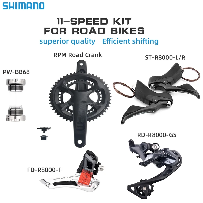 

Shimano Ultegra 2x11 Speed Groupset R8000 Shifter Derailleur 11 Speed PROWHEEL RPM Crank 170/172.5mm Crankset 11V Road Bike Sets