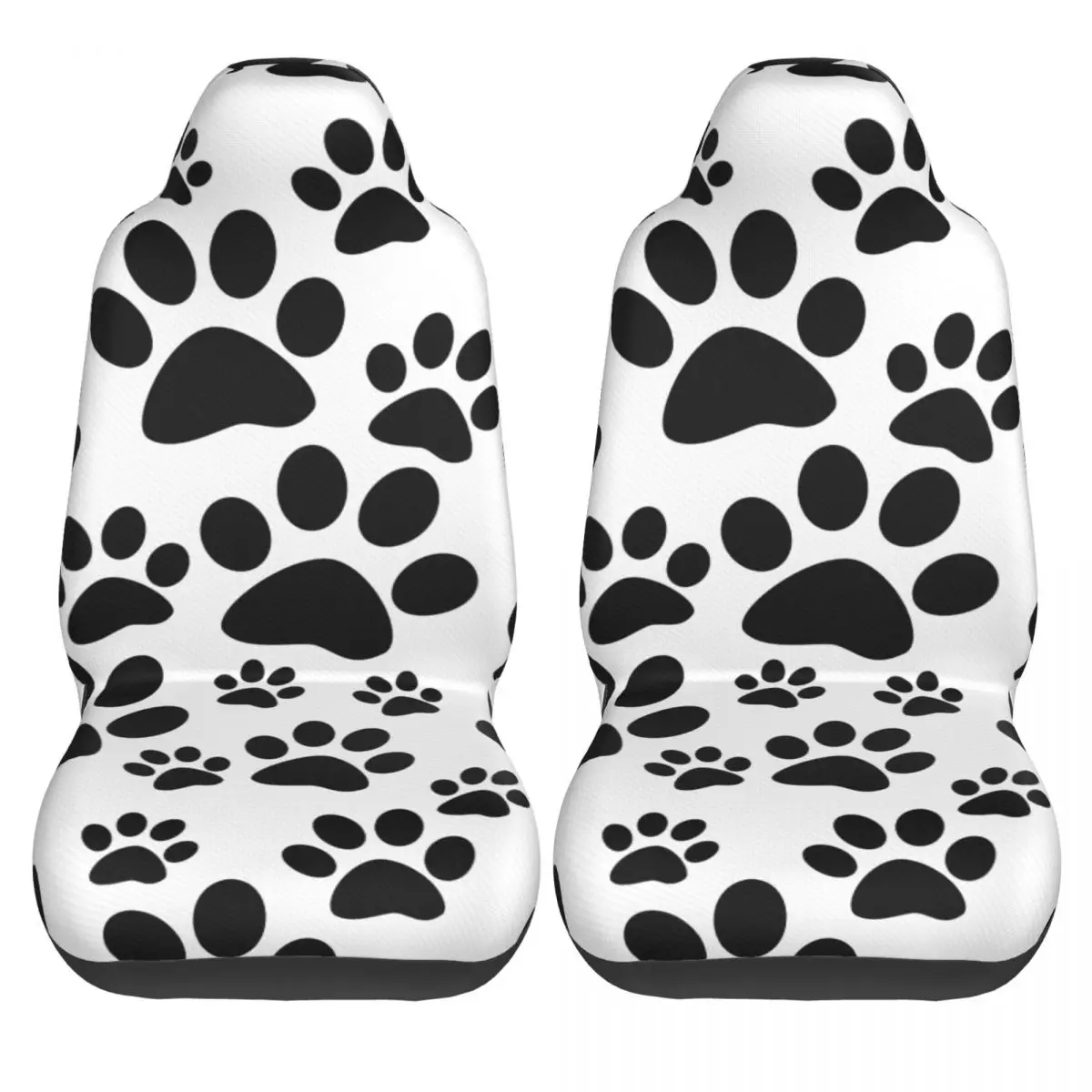 

2 Pcs Car Covers Seat Universal Interior Auto Seat Cover Black Dog Paw Prints