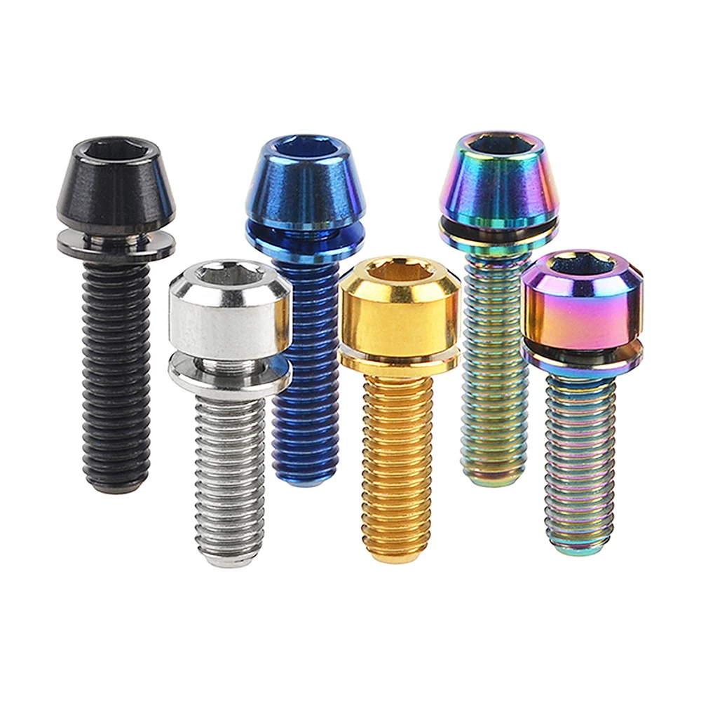M5 Titanium Alloy Bolt 16mm 18mm 20mm Taper Head With Washers for Bicycle Cycling Motorcycle Car