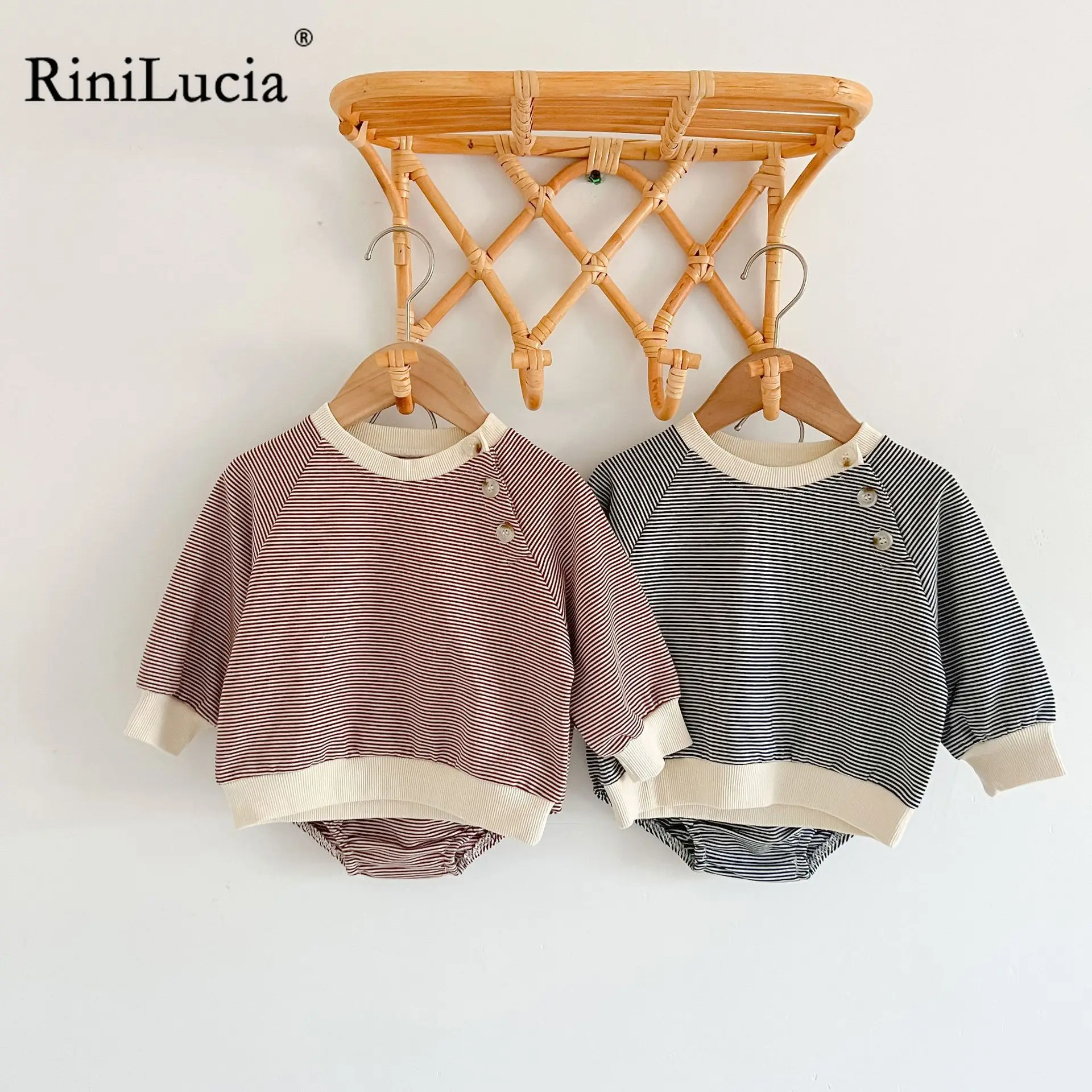 

RiniLucia 2022 Autumn Infant Kids Baby Girls Long Sleeve Striped T-shirt+Shorts Clothing Sets Newborn Baby Girls Suits Clothes