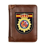 genuine leather wallets high quality spanish police badge men wallet pocket slim card holder male short coin purses