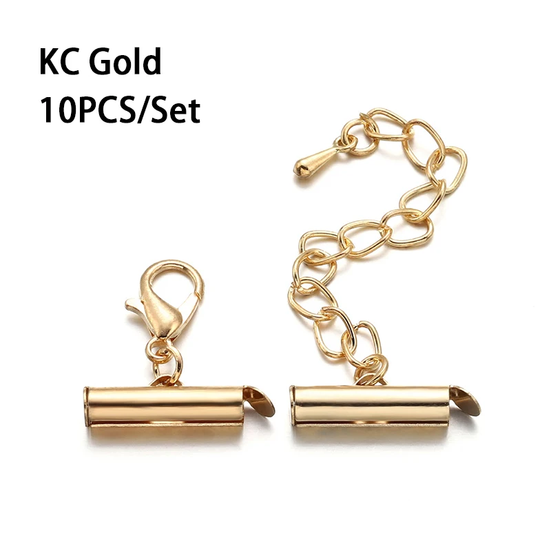 

10Pcs/lot Crimp End Caps Slider Clasp Buckles Tubes Diy Bracelet Connectors Loom Findings for Jewelry Making Accessories