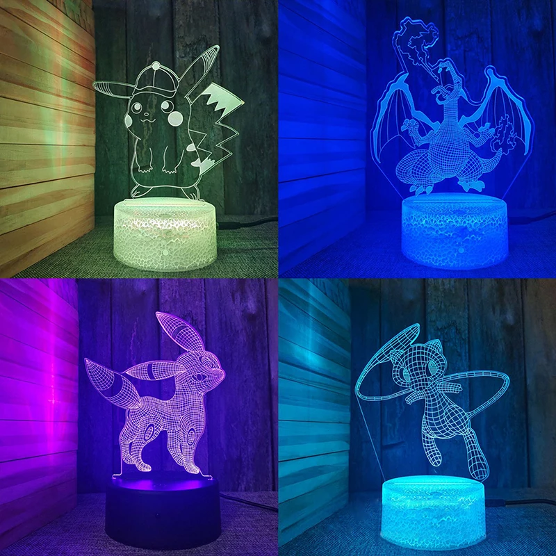 

Pokemon Pikachu 3D Acrylic Table Led Lamp For Home Children's Night Light Lamp Birthday Party Decor Valentine's Day Bedside Lamp