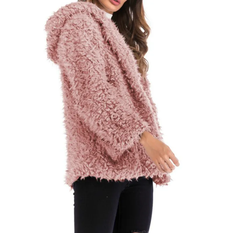 Women Autumn Winter Solid Color Fluffy Long Sleeve Knit Coat Open Front Cardigan coat Casual Sweaters Women Loose Cardigan hot