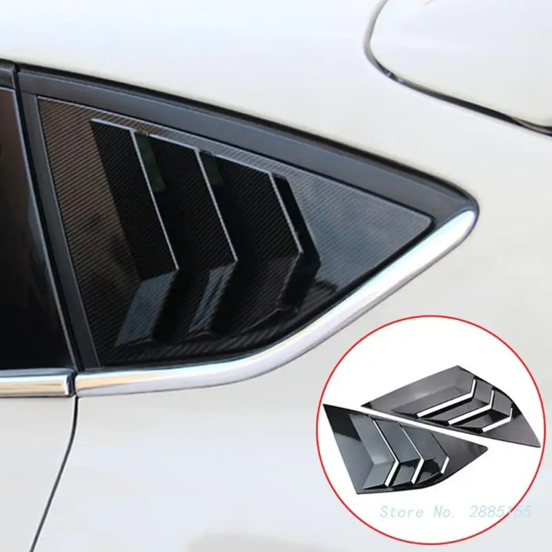 

2 шт./комплект, накладки на окна заднего четверти, солнцезащитные черные блестящие панели из углеродного волокна для спойлера, совместимые с Mustang 2012-2018