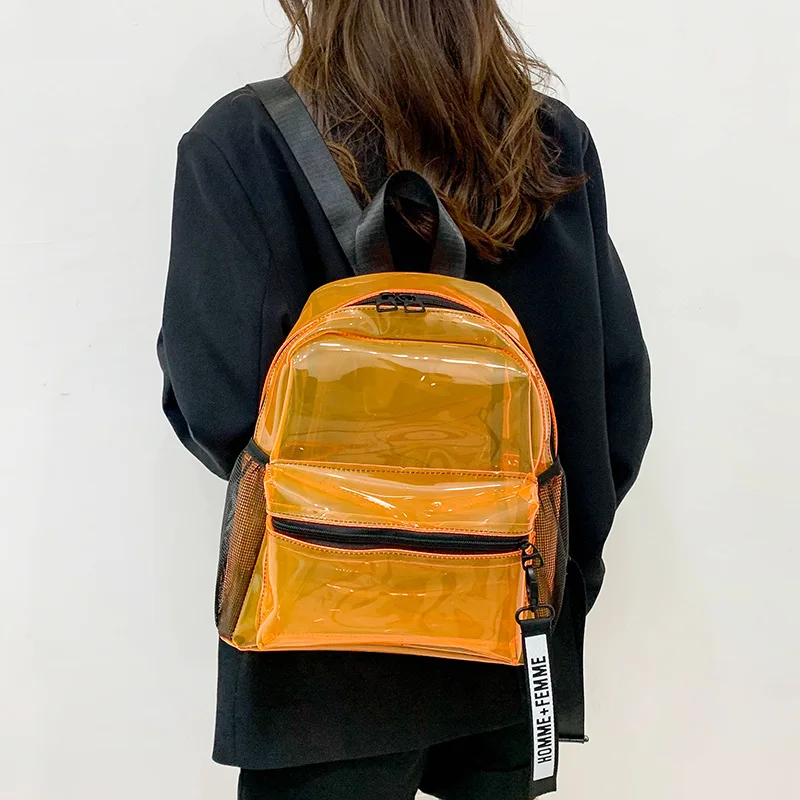 

Women Transparent Pvc Backpack 2022 New Travel School Bookbag Daypack Rucksack For Teenager Girls