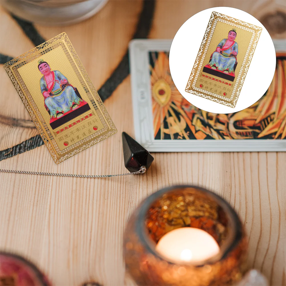

Amulet Cardchinese Auspicious Traditional Religious Year Metal Delicate Luck Decor General Guanyin Gold Protection Fortune New