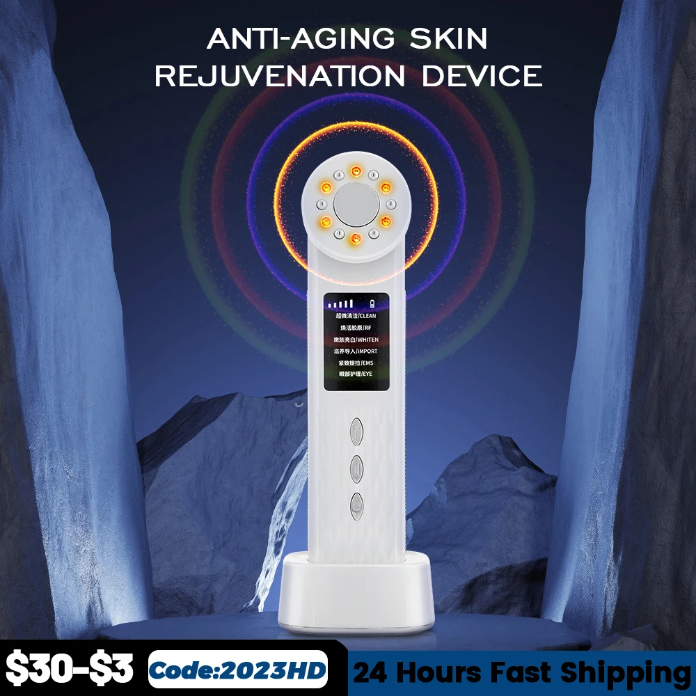 

4 in 1 Facial Massager Mesotherapy Radiofrequency For Face Apparatus Radio Frequency EMS Skin Tightening Lifting Device LED Care