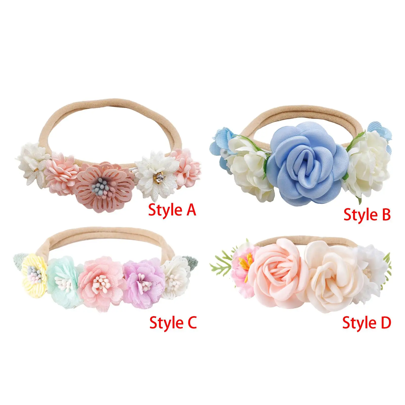 

Baby Girl Floral Headbands Headwear Stretchable Turban for Newborn Christmas